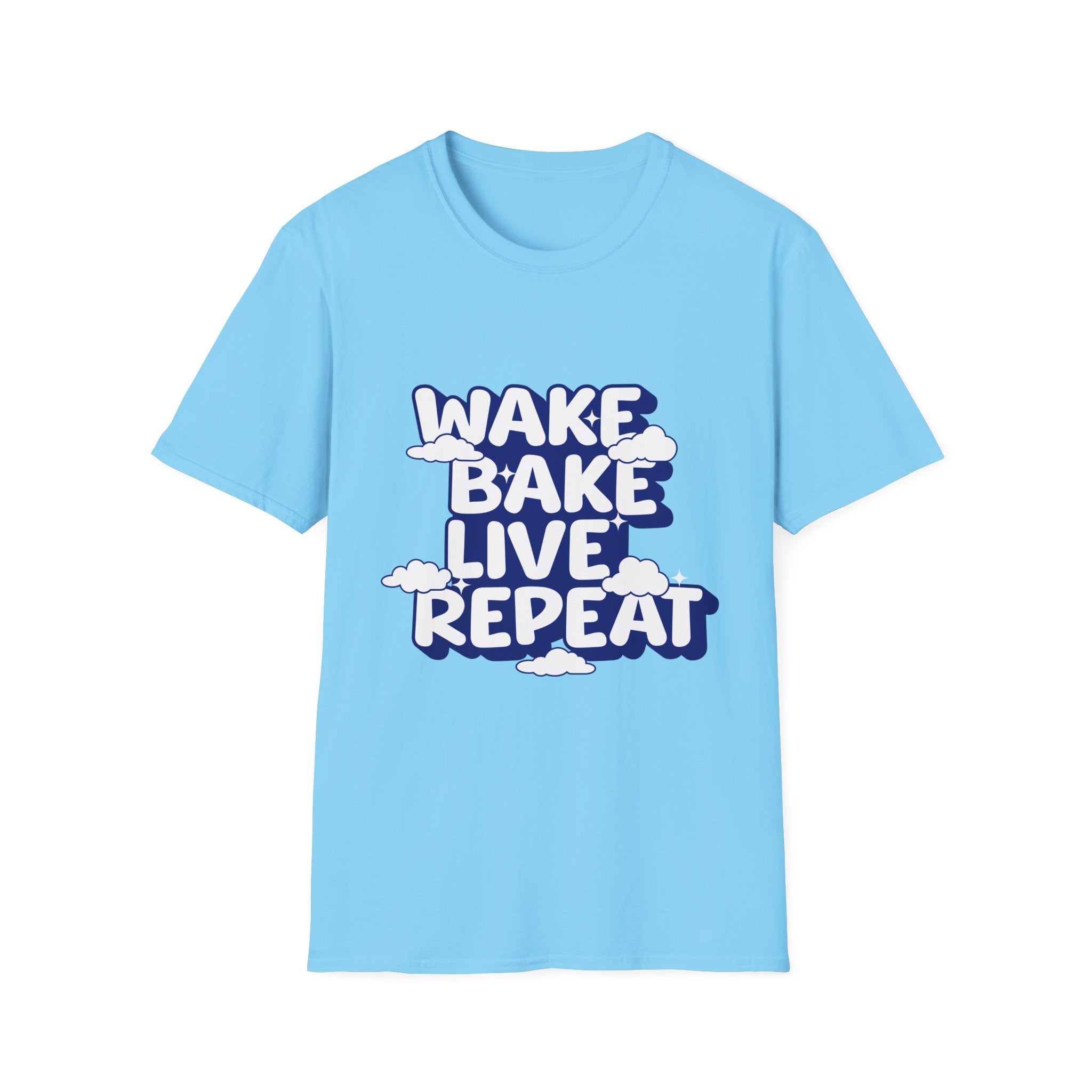 Wake Bake Live Repeat - Unisex T-Shirt (Front) - Damned Threads